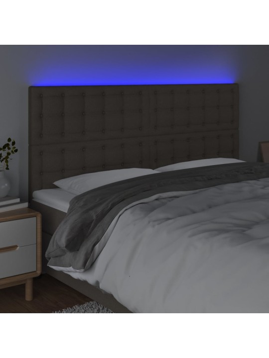 Čelo postele s led taupe 160x5x118/128 cm textil