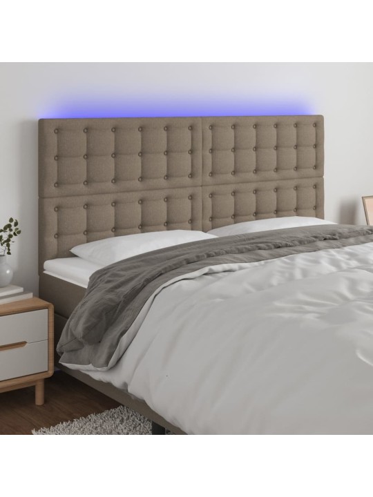 Čelo postele s led taupe 160x5x118/128 cm textil