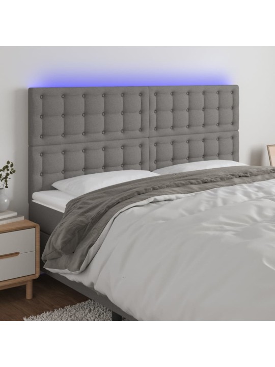 Čelo postele s LED tmavě šedé 180x5x118/128 cm textil