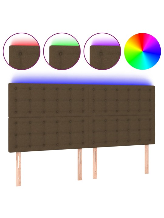 Čelo postele s led tmavě hnědá 200x5x118/128 cm textil