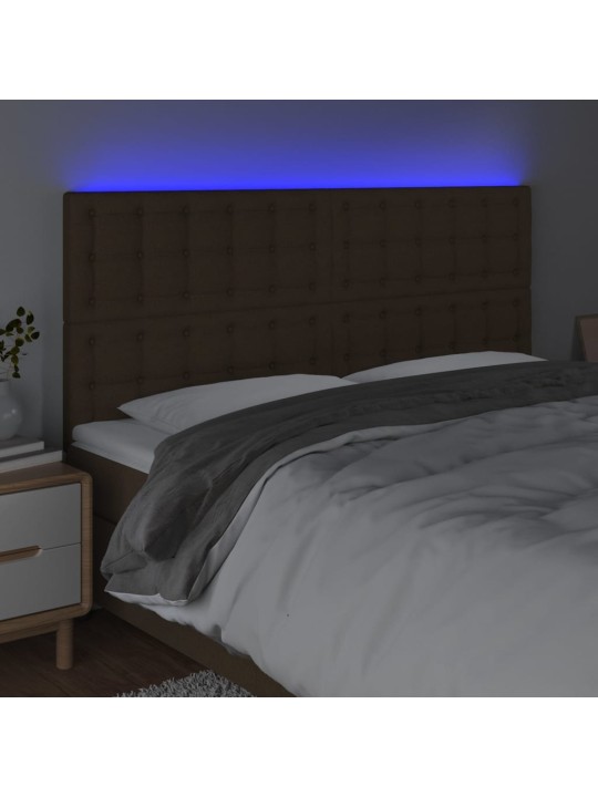 Čelo postele s led tmavě hnědá 200x5x118/128 cm textil