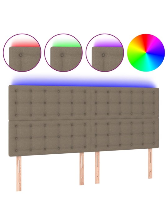 Čelo postele s led taupe 200x5x118/128 cm textil
