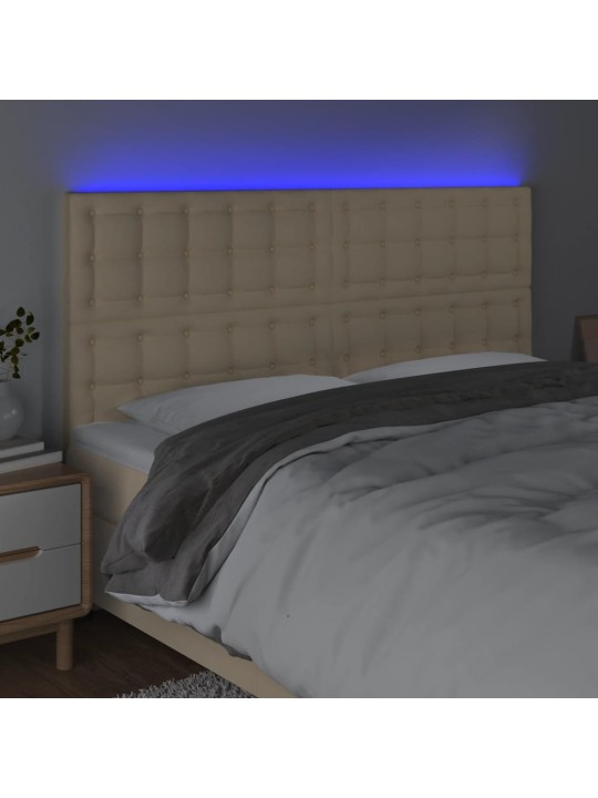 Čelo postele s led krémová 200x5x118/128 cm textil