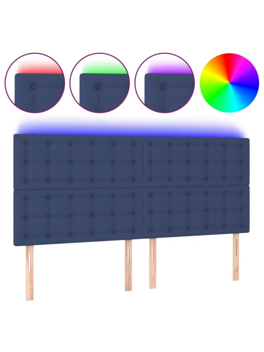 Čelo postele s led modrá 200x5x118/128 cm textil