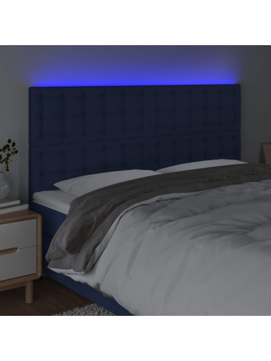 Čelo postele s led modrá 200x5x118/128 cm textil