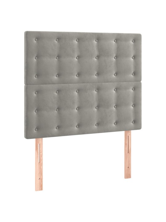 Čelo postele s LED světle šedé 90x5x118/128 cm samet