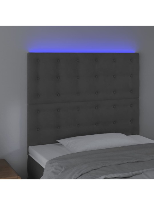 Čelo postele s LED tmavě šedé 90x5x118/128 cm samet