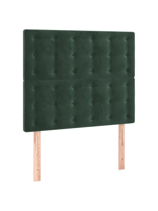 Čelo postele s led tmavě zelená 90x5x118/128 cm samet