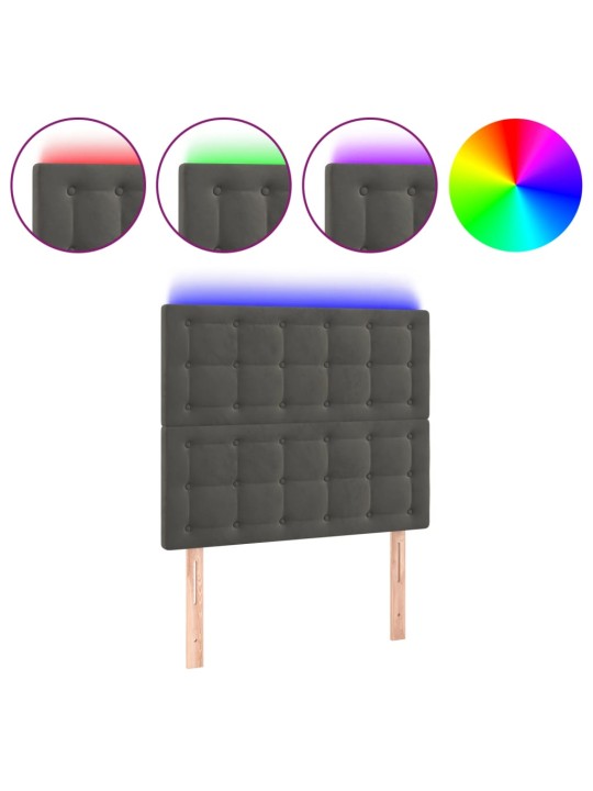 Čelo postele s LED tmavě šedé 100x5x118/128 cm samet