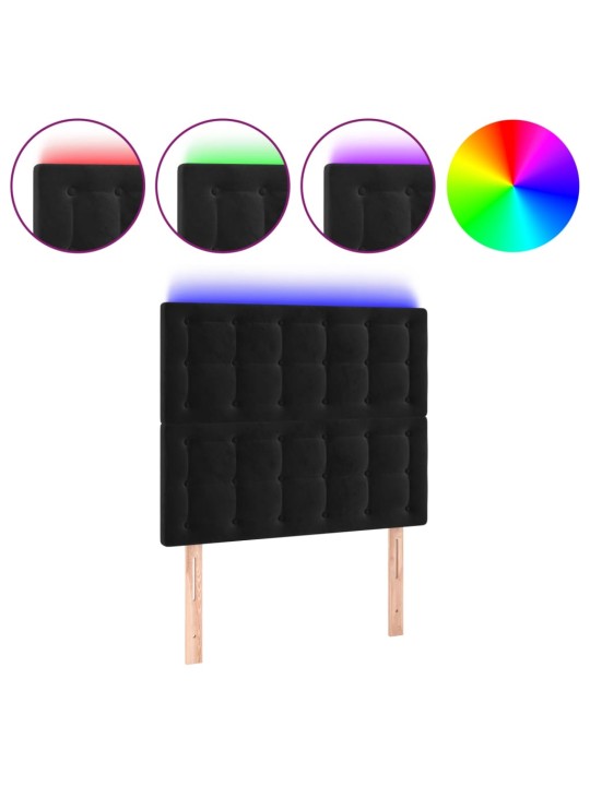 Čelo postele s LED černé 100x5x118/128 cm samet