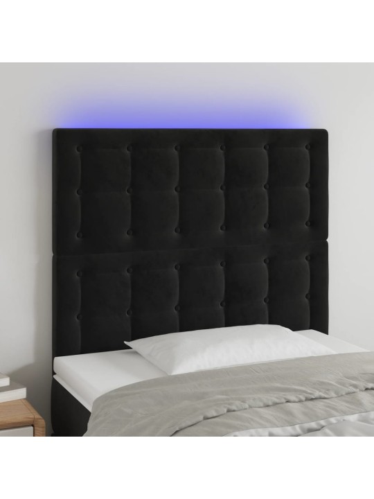 Čelo postele s LED černé 100x5x118/128 cm samet