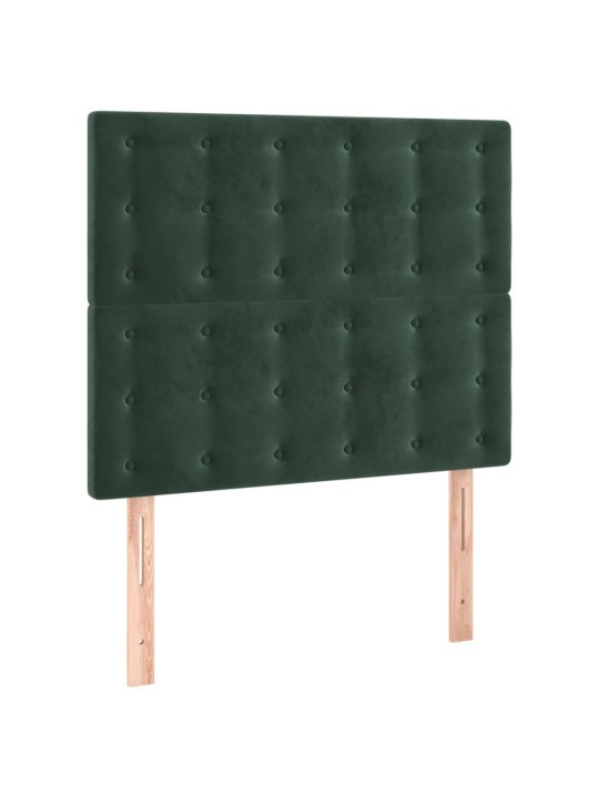 Čelo postele s led tmavě zelená 100x5x118/128 cm samet