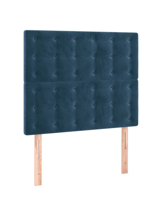 Čelo postele s led tmavě modré 100x5x118/128 cm samet