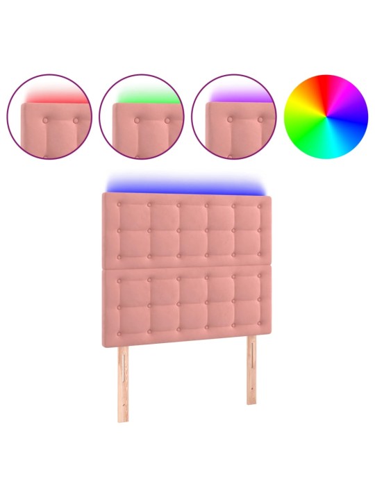 Čelo postele s LED růžové 100x5x118/128 cm samet