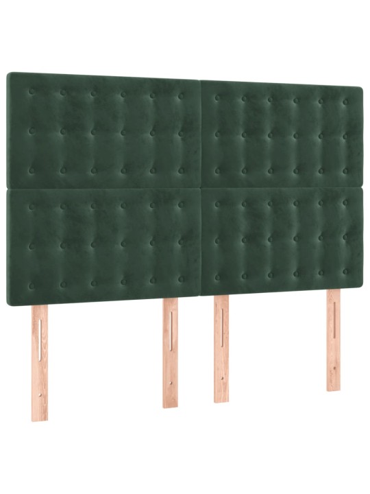 Čelo postele s led tmavě zelená 144x5x118/128 cm samet