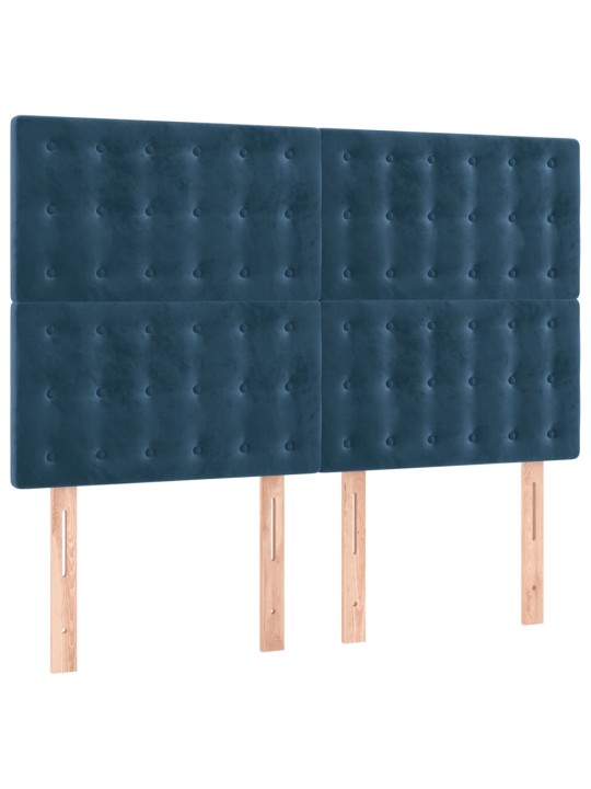 Čelo postele s led tmavě modré 144x5x118/128 cm samet
