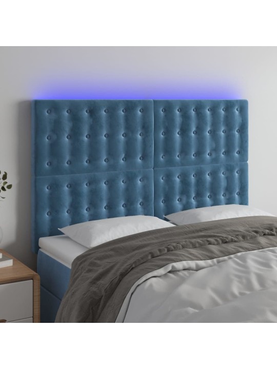 Čelo postele s led tmavě modré 144x5x118/128 cm samet