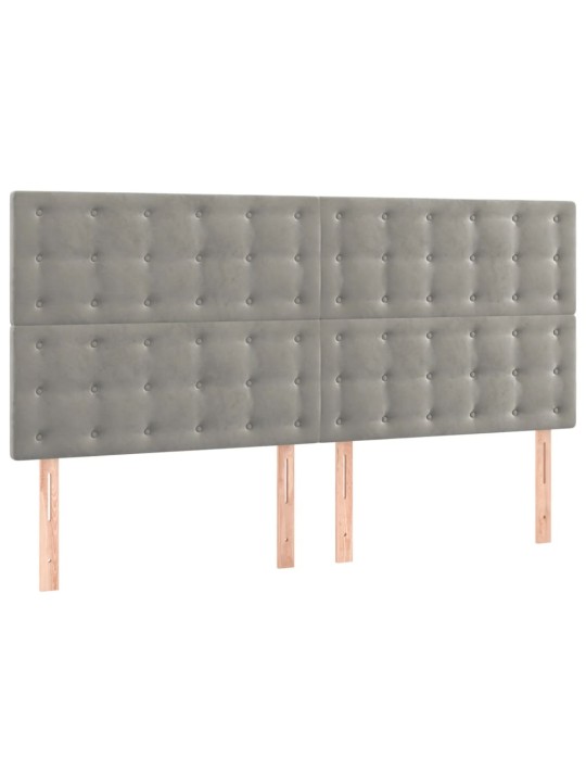 Čelo postele s led světle šedé 160x5x118/128 cm samet