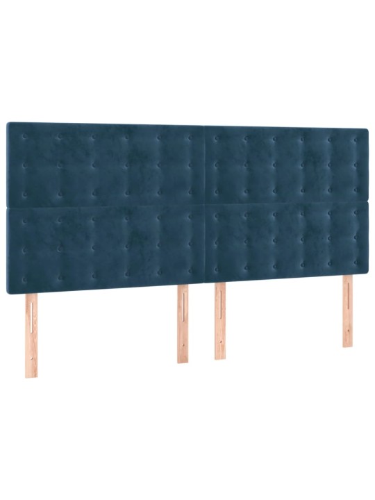 Čelo postele s led tmavě modré 160x5x118/128 cm samet