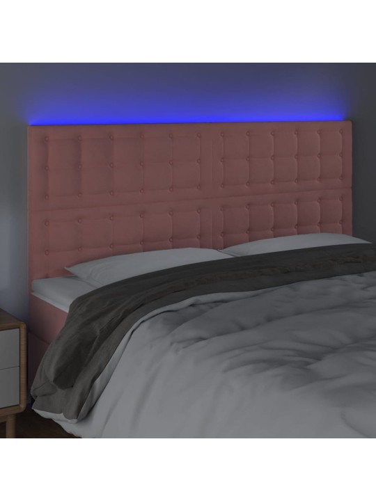Čelo postele s LED růžové 160x5x118/128 cm samet
