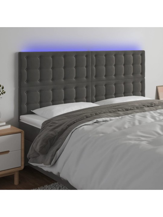 Čelo postele s LED tmavě šedé 180x5x118/128 cm samet