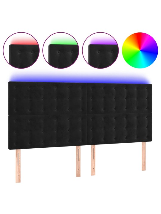 Čelo postele s LED černé 180x5x118/128 cm samet