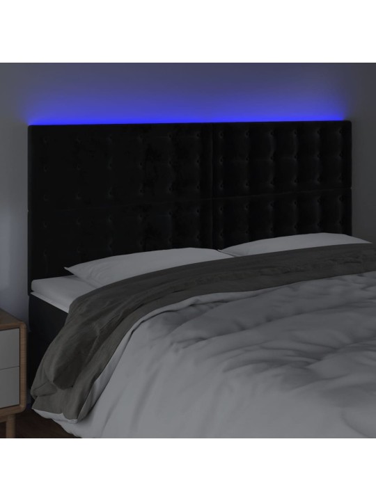 Čelo postele s LED černé 180x5x118/128 cm samet
