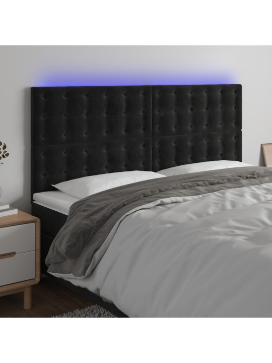 Čelo postele s LED černé 180x5x118/128 cm samet