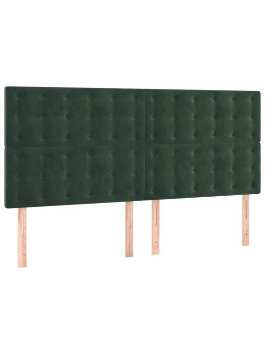 Čelo postele s led tmavě zelená 180x5x118/128 cm samet