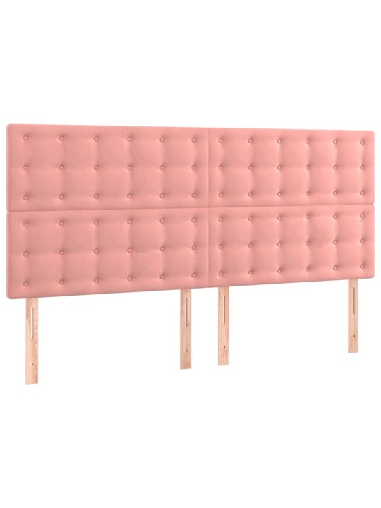 Čelo postele s led růžové 200x5x118/128 cm samet