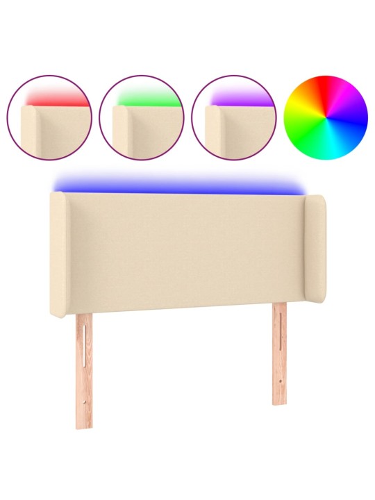 Čelo postele s LED krémové 83 x 16 x 78/88 cm textil