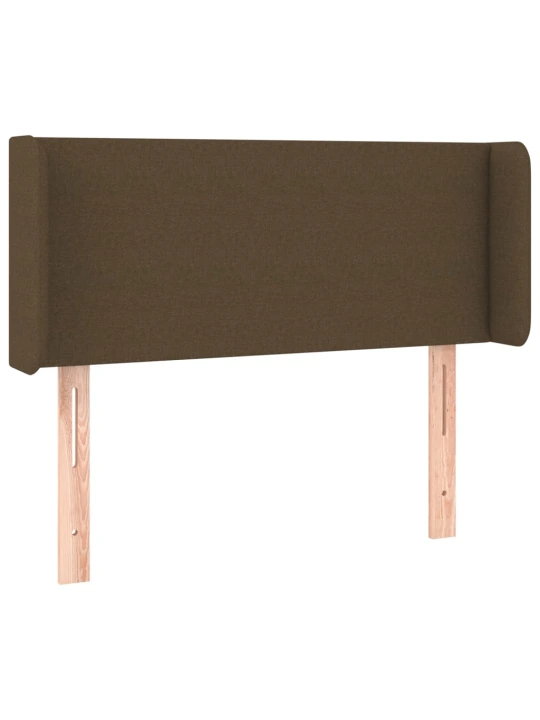 Čelo postele s LED tmavě hnědé 93 x 16 x 78/88 cm textil