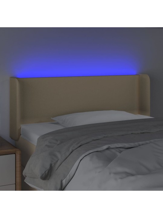 Čelo postele s LED krémové 93 x 16 x 78/88 cm textil