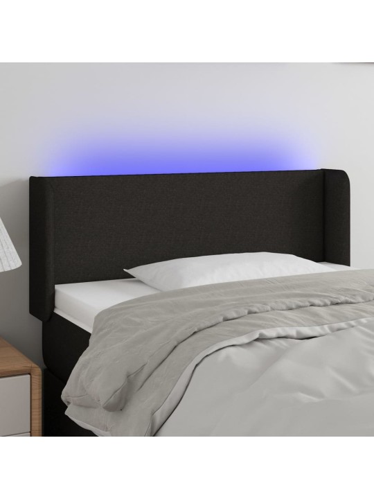 Čelo postele s LED černé 103 x 16 x 78/88 cm textil