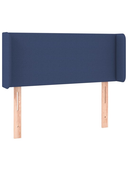 Čelo postele s LED modré 103 x 16 x 78/88 cm textil