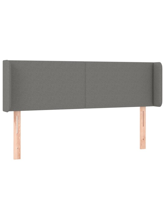 Čelo postele s LED tmavě šedé 147 x 16 x 78/88 cm textil