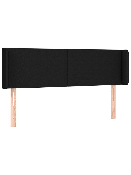 Čelo postele s led černé 147 x 16 x 78/88 cm textil