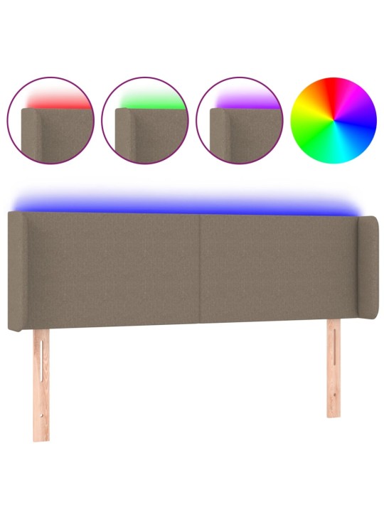 Čelo postele s LED taupe 147 x 16 x 78/88 cm textil