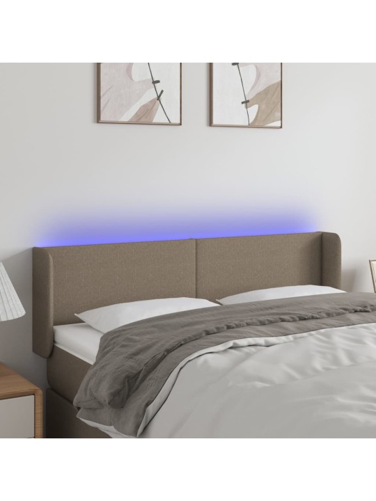 Čelo postele s LED taupe 147 x 16 x 78/88 cm textil