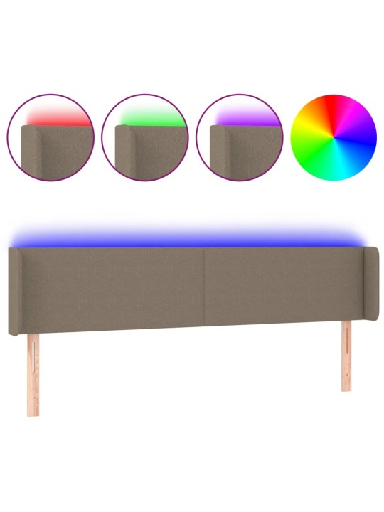Čelo postele s LED taupe 183 x 16 x 78/88 cm textil