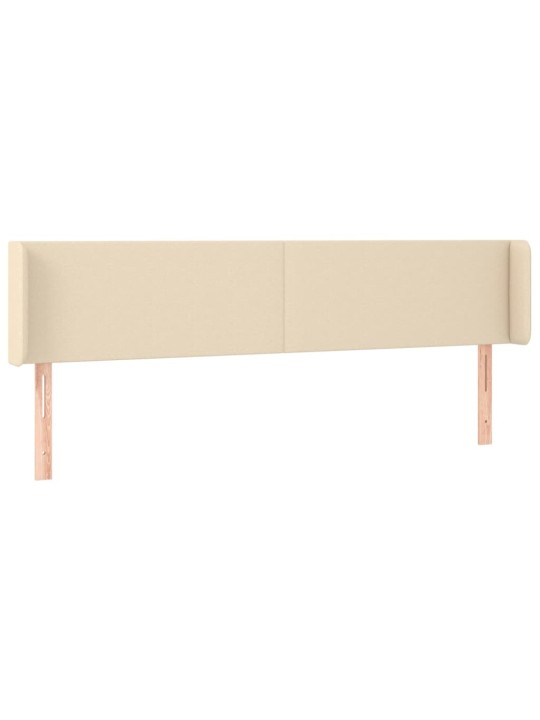 Čelo postele s LED krémové 183 x 16 x 78/88 cm textil