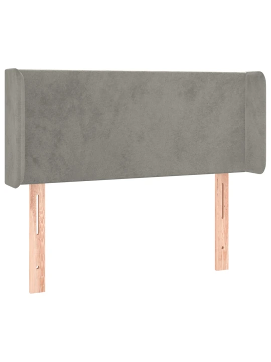 Čelo postele s LED světle šedé 93 x 16 x 78/88 cm samet