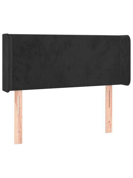 Čelo postele s LED černé 103 x 16 x 78/88 cm samet