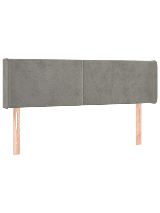 Čelo postele s LED světle šedé 147 x 16 x 78/88 cm samet
