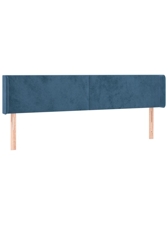 Čelo postele s led tmavě modré 163 x 16 x 78/88 cm samet