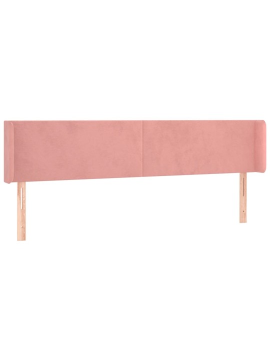 Čelo postele s LED růžové 163 x 16 x 78/88 cm samet