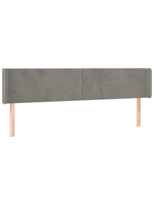 Čelo postele s LED světle šedé 183 x 16 x 78/88 cm samet