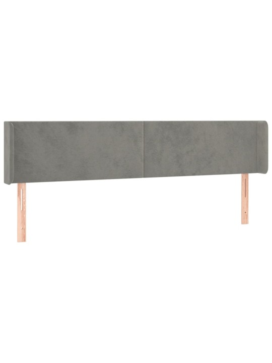 Čelo postele s LED světle šedé 203 x 16 x 78/88 cm samet