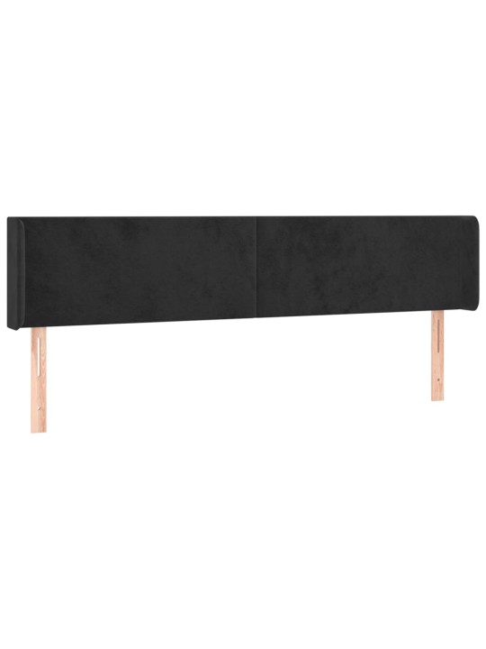 Čelo postele s LED černé 203 x 16 x 78/88 cm samet