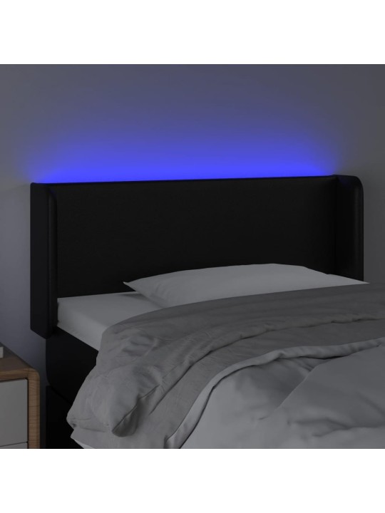 Čelo postele s LED černé 93 x 16 x 78/88 cm umělá kůže